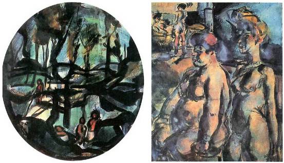 Georges Rouault margolari independentearen bi obra, San Petersburgoko Ermitage museoan ikusgai biak. Ezkerrean, Udaberria (1911).<br><br>Eskuinean, Emagalduak (1907)